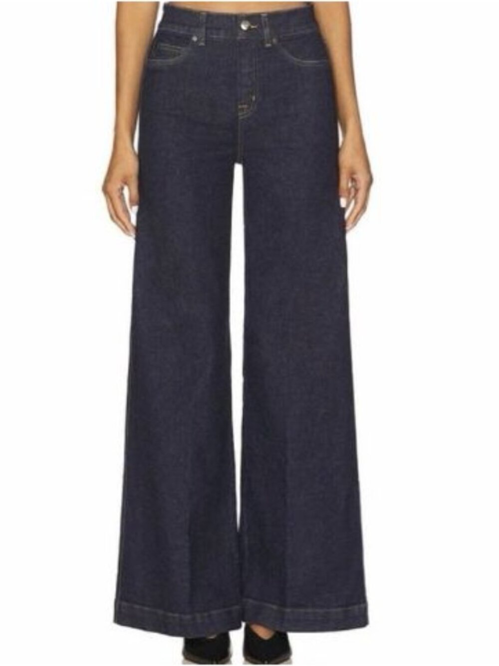 NWOT SPANX Wide Leg Jeans Small Charcoal High Rise Stretch Denim 31.5” Inseam